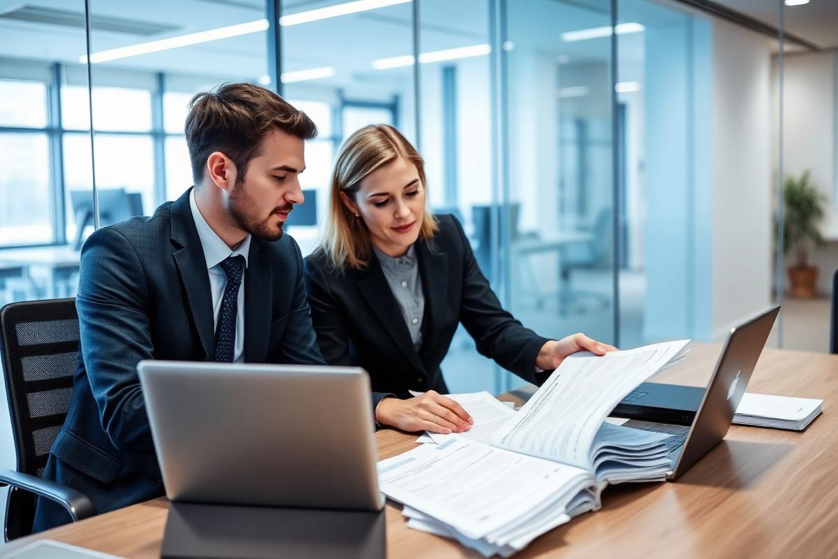 Procurement professionals reviewing supplier quotations and order documents